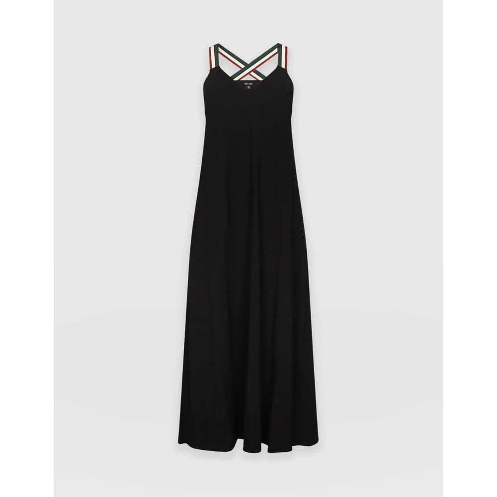 Saint + Sofia Black Organic Cotton Maxi Dress Women's Size 12 UK 16 EU‎ XL